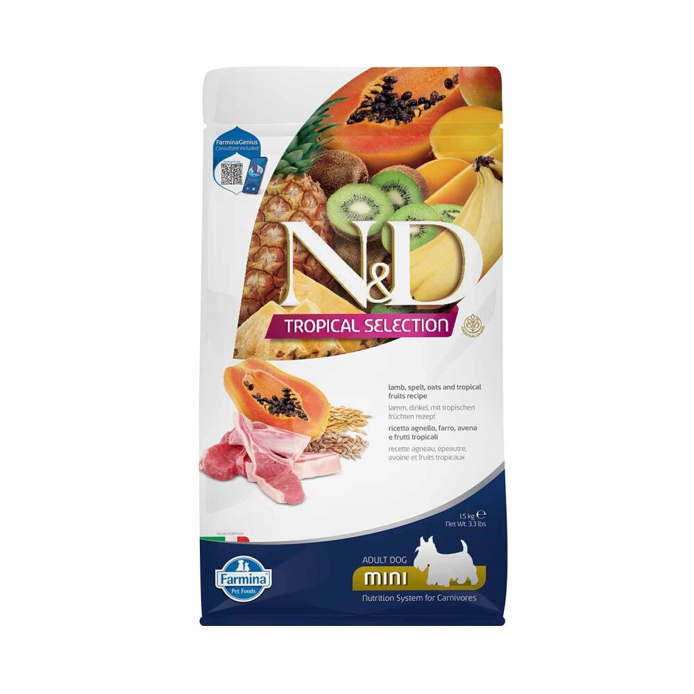 N&d Tropical Selection Düşük Tahıllı Kuzu Etli Ve Tropikal Meyveli Küçük Irk Yetişkin Köpek Maması 1.5 KG | SRC: Barcode: 8010276042316
